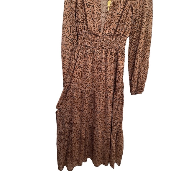 NWT Anthropologie Charlie Holiday Whitney Maxi Dress Cotton Animal Print Brown M - Picture 8 of 16